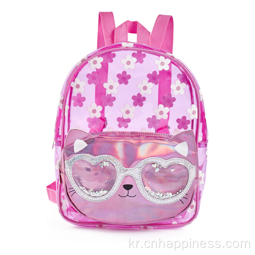 투명한 핑크 모든 학교 패션 가방 배낭